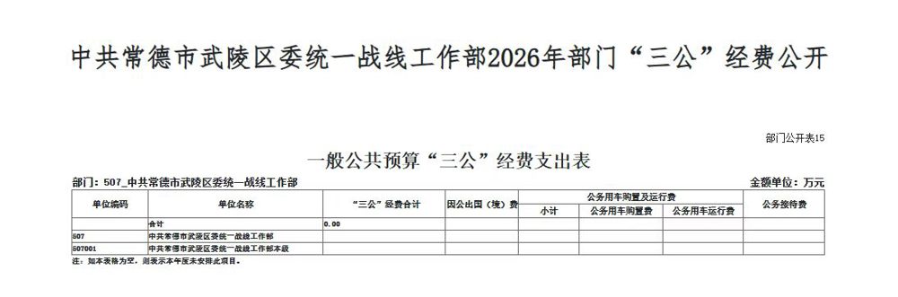 “三公经费”预算公开表